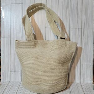 Vintage Eric Javits Natural Woven Cream Color Women's Shoulder Bucket Bag